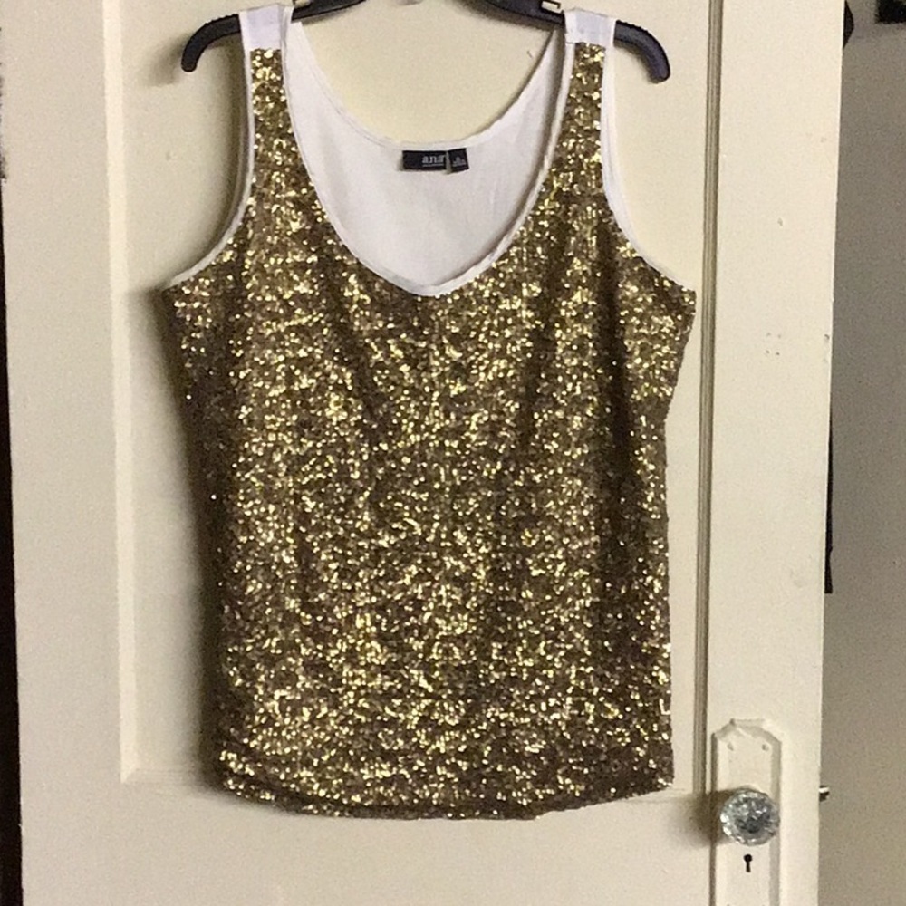 Gold Sequined Tank Top Blouse